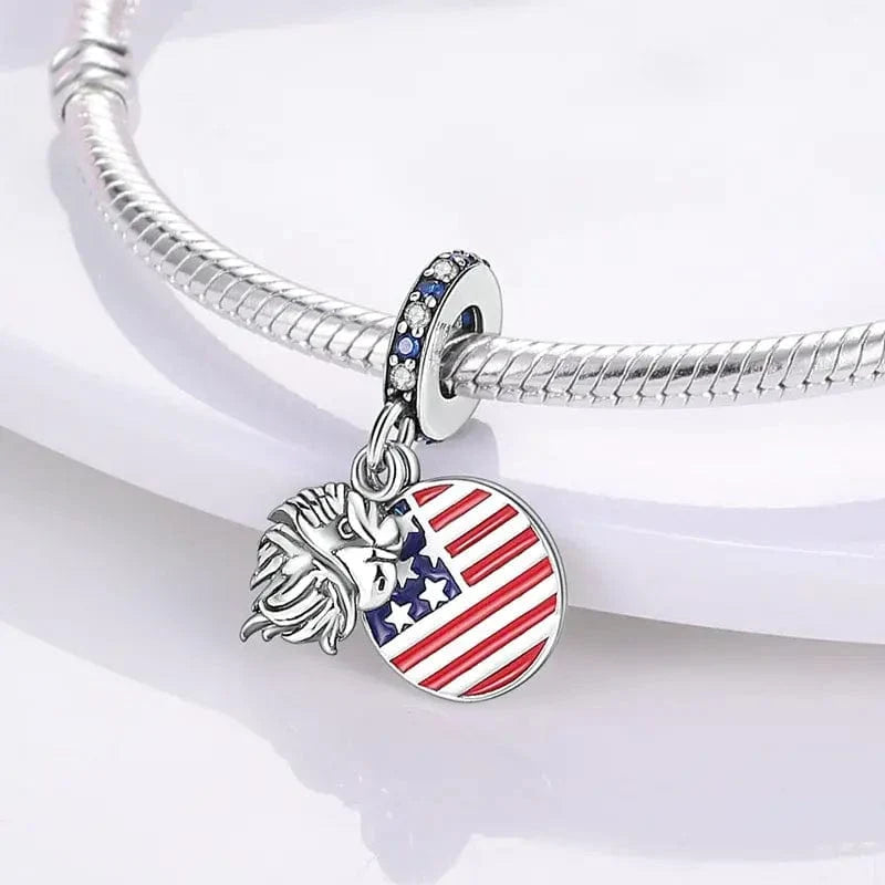 USA Flag Eagle Dangle Charm