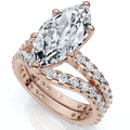 Certified 4 1/2Ct Marquise Diamond Wedding Engagement Ring Set 14k Gold Lab Grow