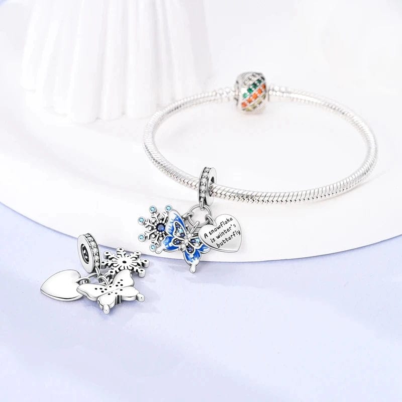 Winter Snowflake Butterfly Dangle Charm