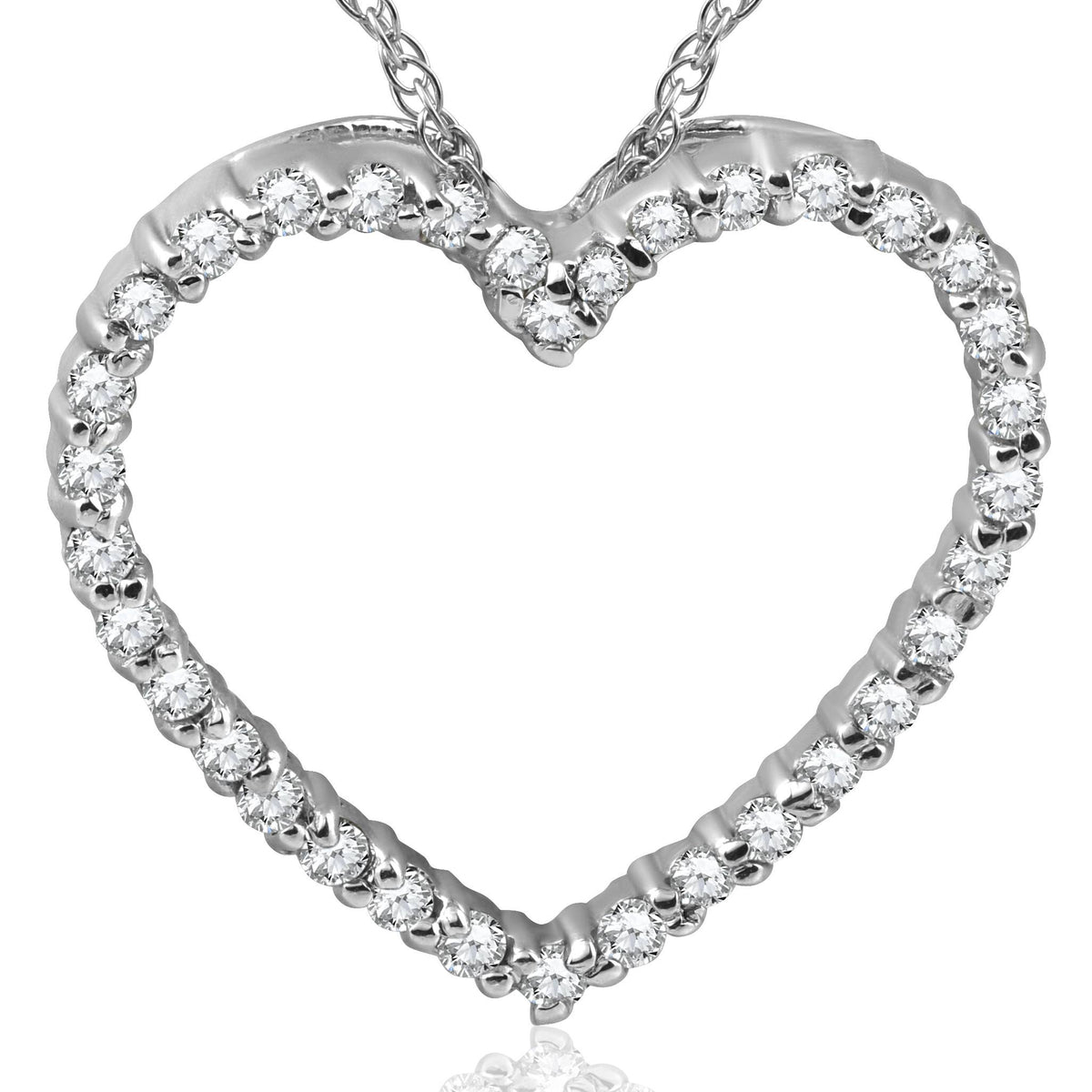 10K White Gold 1/2ct Lab Grown Diamond Heart Pendant 18" Necklace