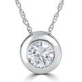 1/3ct Round Bezel Solitaire Diamond Pendant Necklace 14K White Gold
